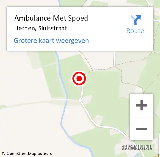 Locatie op kaart van de 112 melding: Ambulance Met Spoed Naar Hernen, Sluisstraat op 1 februari 2018 22:10