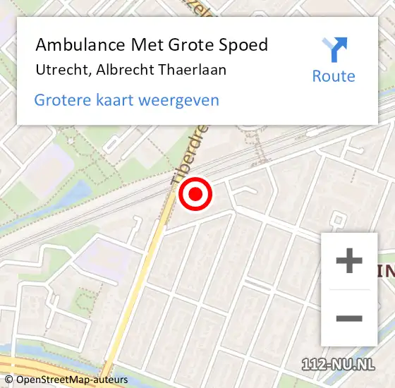 Locatie op kaart van de 112 melding: Ambulance Met Grote Spoed Naar Utrecht, Albrecht Thaerlaan op 1 februari 2018 22:30