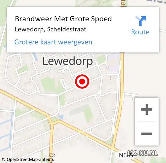 Locatie op kaart van de 112 melding: Brandweer Met Grote Spoed Naar Lewedorp, Scheldestraat op 1 februari 2018 23:06