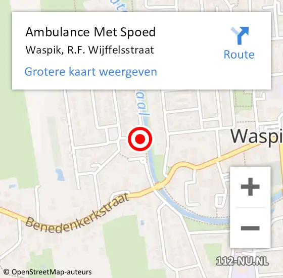 Locatie op kaart van de 112 melding: Ambulance Met Spoed Naar Waspik, R.F. Wijffelsstraat op 1 februari 2018 23:26