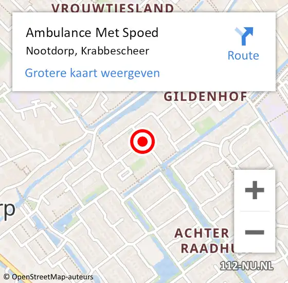 Locatie op kaart van de 112 melding: Ambulance Met Spoed Naar Nootdorp, Krabbescheer op 1 februari 2018 23:56