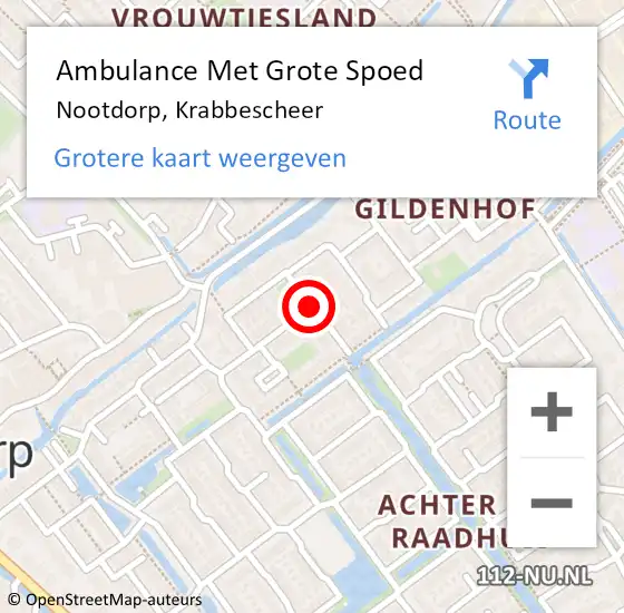 Locatie op kaart van de 112 melding: Ambulance Met Grote Spoed Naar Nootdorp, Krabbescheer op 2 februari 2018 00:00