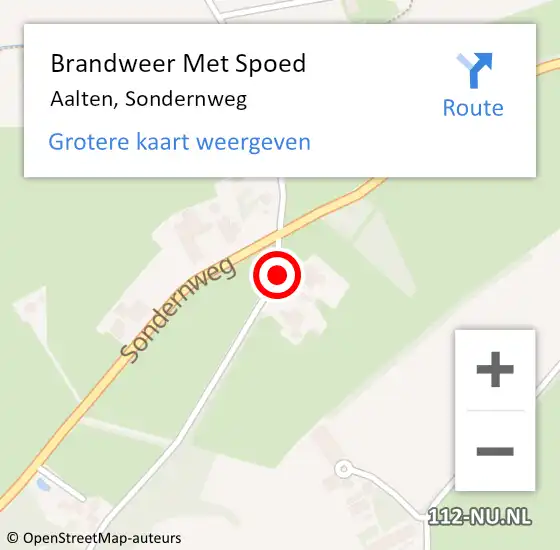 Locatie op kaart van de 112 melding: Brandweer Met Spoed Naar Aalten, Sondernweg op 2 februari 2018 00:54
