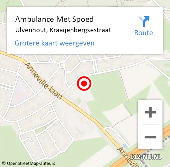 Locatie op kaart van de 112 melding: Ambulance Met Spoed Naar Ulvenhout, Kraaijenbergsestraat op 2 februari 2018 01:24