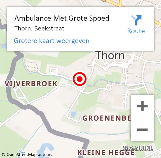 Locatie op kaart van de 112 melding: Ambulance Met Grote Spoed Naar Thorn, Beekstraat op 2 februari 2018 02:07