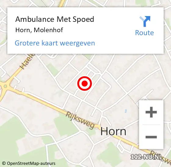 Locatie op kaart van de 112 melding: Ambulance Met Spoed Naar Horn, Molenhof op 2 februari 2018 02:25