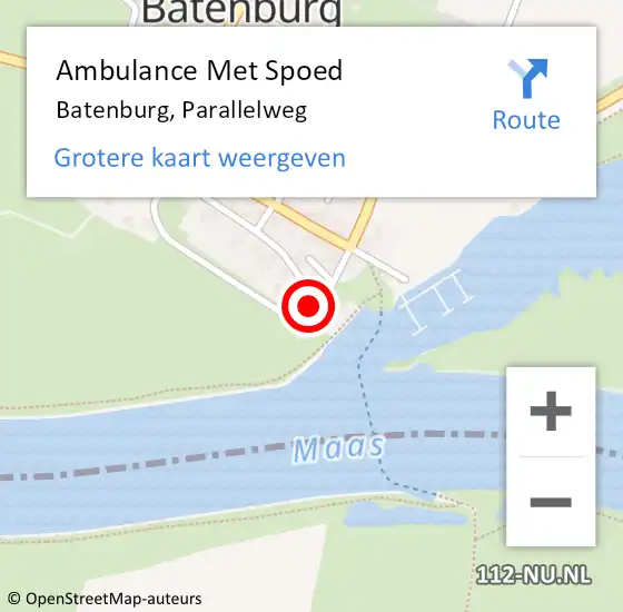 Locatie op kaart van de 112 melding: Ambulance Met Spoed Naar Batenburg, Parallelweg op 2 februari 2018 03:41