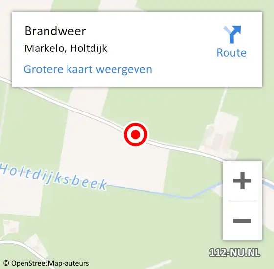 Locatie op kaart van de 112 melding: Brandweer Markelo, Holtdijk op 2 februari 2018 04:03