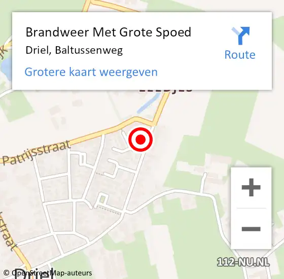 Locatie op kaart van de 112 melding: Brandweer Met Grote Spoed Naar Driel, Baltussenweg op 2 februari 2018 04:03