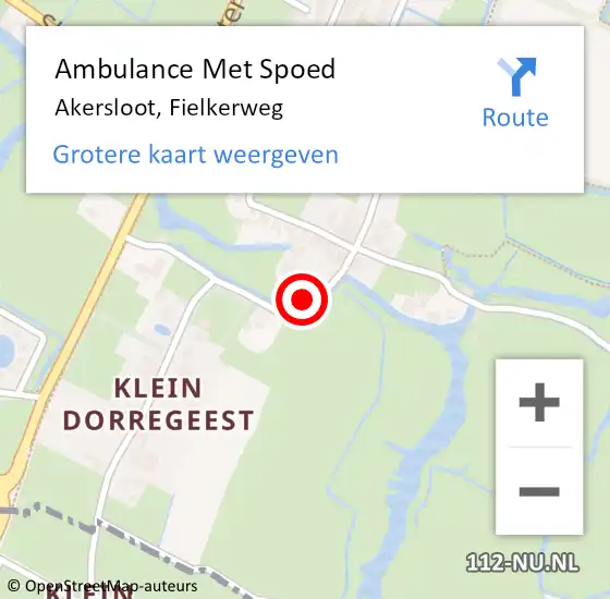 Locatie op kaart van de 112 melding: Ambulance Met Spoed Naar Akersloot, Fielkerweg op 2 februari 2018 05:15