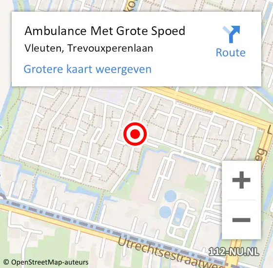 Locatie op kaart van de 112 melding: Ambulance Met Grote Spoed Naar Vleuten, Trevouxperenlaan op 2 februari 2018 05:34