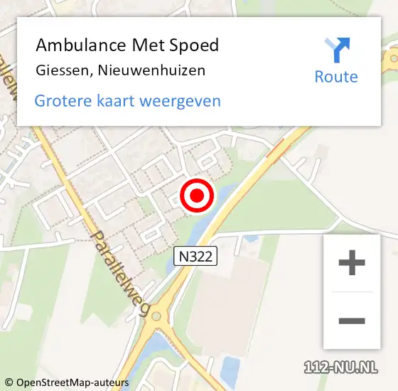 Locatie op kaart van de 112 melding: Ambulance Met Spoed Naar Giessen, Nieuwenhuizen op 2 februari 2018 06:26