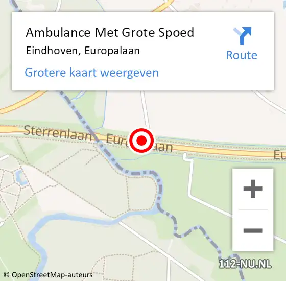 Locatie op kaart van de 112 melding: Ambulance Met Grote Spoed Naar Eindhoven, Europalaan op 2 februari 2018 06:55