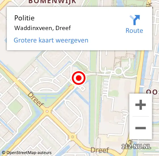 Locatie op kaart van de 112 melding: Politie Waddinxveen, Dreef op 2 februari 2018 07:05