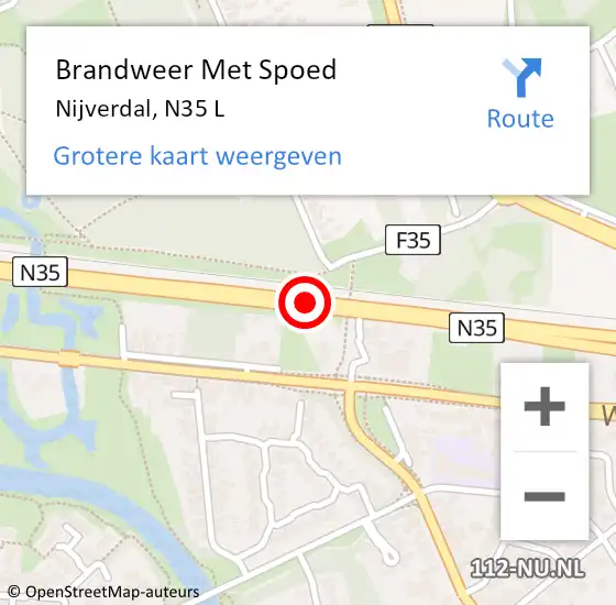 Locatie op kaart van de 112 melding: Brandweer Met Spoed Naar Nijverdal, N35 L op 2 februari 2018 07:42