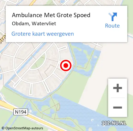 Locatie op kaart van de 112 melding: Ambulance Met Grote Spoed Naar Obdam, Watervliet op 2 februari 2018 08:08