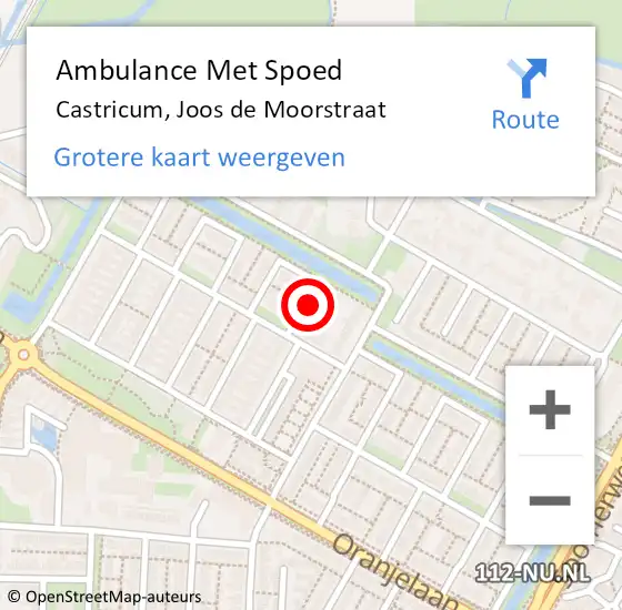 Locatie op kaart van de 112 melding: Ambulance Met Spoed Naar Castricum, Joos de Moorstraat op 14 februari 2014 23:30