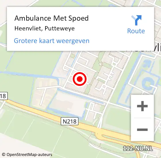 Locatie op kaart van de 112 melding: Ambulance Met Spoed Naar Heenvliet, Putteweye op 2 februari 2018 08:24