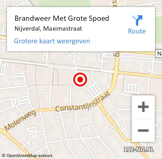 Locatie op kaart van de 112 melding: Brandweer Met Grote Spoed Naar Nijverdal, Maximastraat op 2 februari 2018 08:55