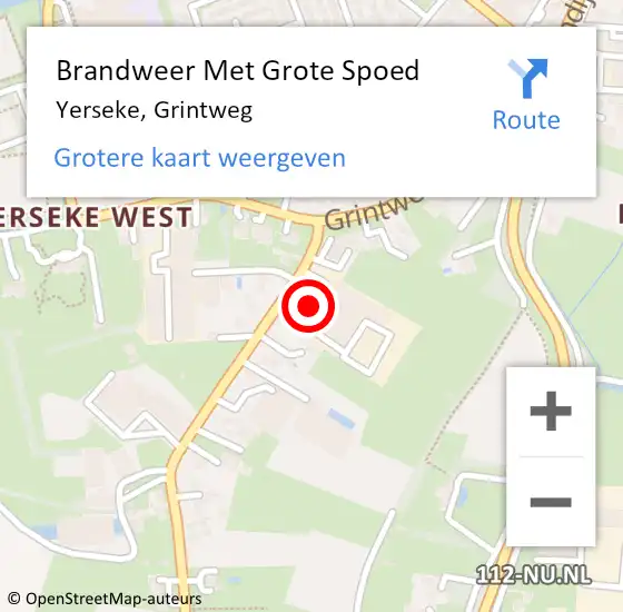 Locatie op kaart van de 112 melding: Brandweer Met Grote Spoed Naar Yerseke, Grintweg op 2 februari 2018 09:39