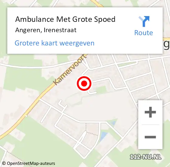 Locatie op kaart van de 112 melding: Ambulance Met Grote Spoed Naar Angeren, Irenestraat op 2 februari 2018 09:55