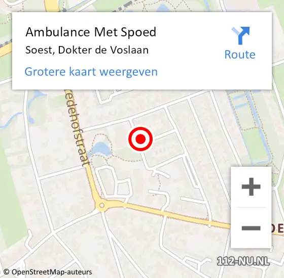 Locatie op kaart van de 112 melding: Ambulance Met Spoed Naar Soest, Dokter de Voslaan op 2 februari 2018 10:15