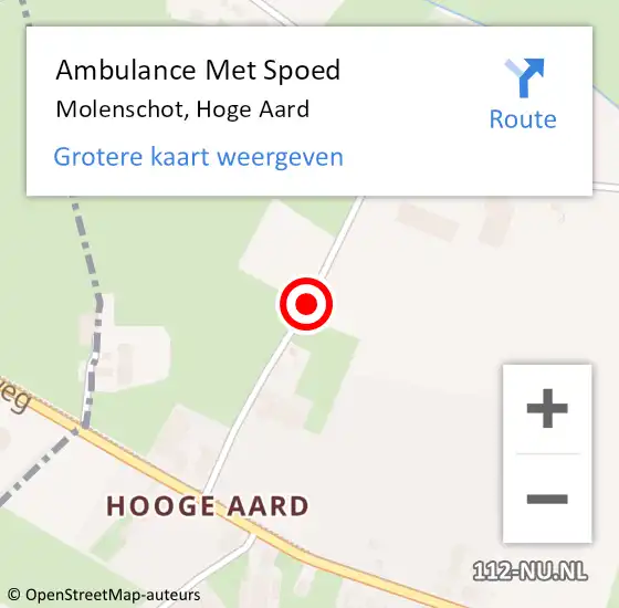 Locatie op kaart van de 112 melding: Ambulance Met Spoed Naar Molenschot, Hoge Aard op 2 februari 2018 10:36