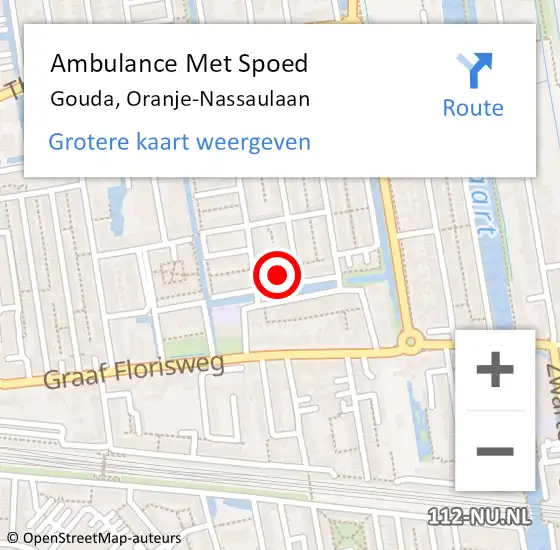 Locatie op kaart van de 112 melding: Ambulance Met Spoed Naar Gouda, Oranje-Nassaulaan op 2 februari 2018 10:47
