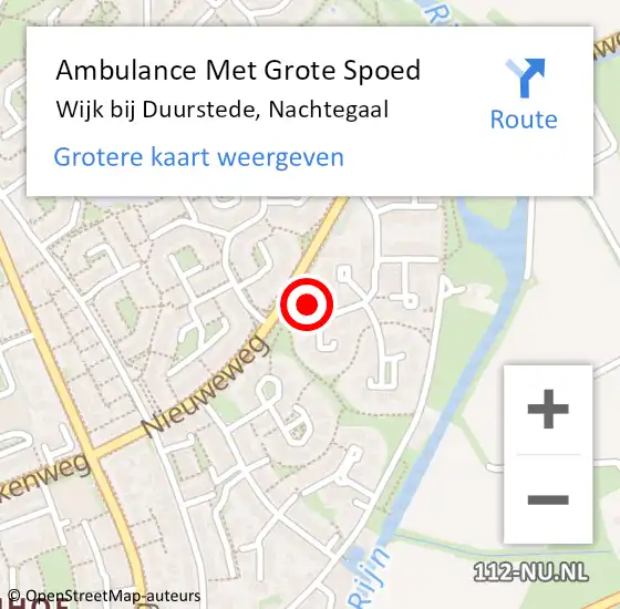 Locatie op kaart van de 112 melding: Ambulance Met Grote Spoed Naar Wijk bij Duurstede, Nachtegaal op 2 februari 2018 10:54