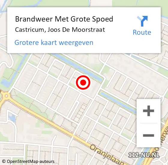 Locatie op kaart van de 112 melding: Brandweer Met Grote Spoed Naar Castricum, Joos De Moorstraat op 15 februari 2014 00:01