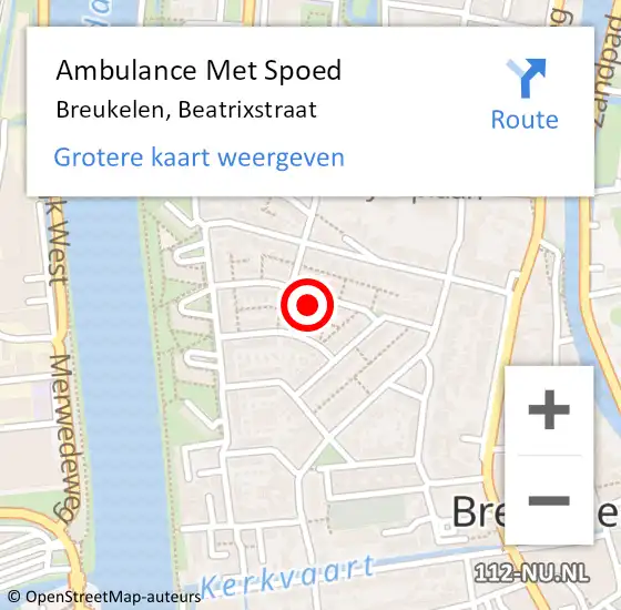 Locatie op kaart van de 112 melding: Ambulance Met Spoed Naar Breukelen, Beatrixstraat op 2 februari 2018 11:55