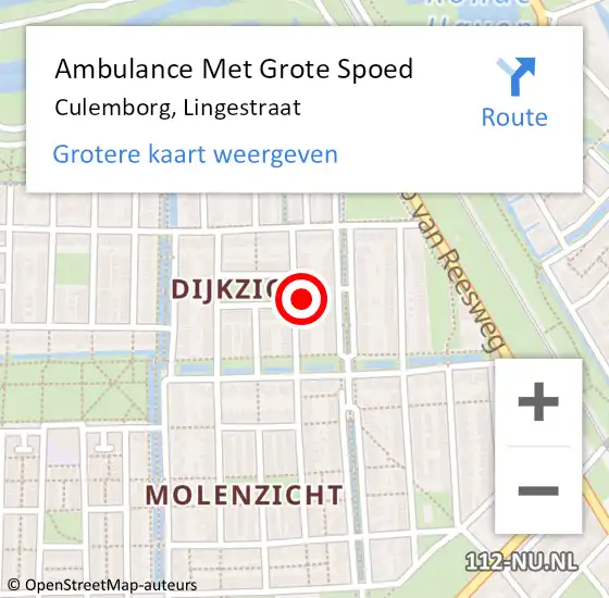 Locatie op kaart van de 112 melding: Ambulance Met Grote Spoed Naar Culemborg, Lingestraat op 15 februari 2014 00:14