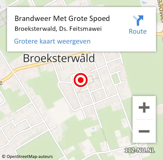 Locatie op kaart van de 112 melding: Brandweer Met Grote Spoed Naar Broeksterwald, Ds. Feitsmawei op 2 februari 2018 12:42