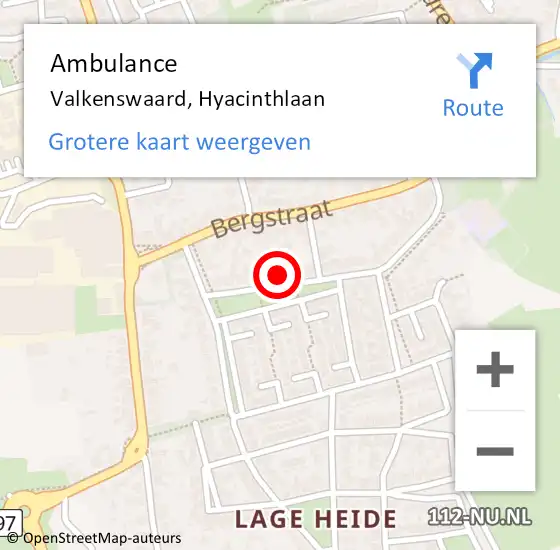 Locatie op kaart van de 112 melding: Ambulance Valkenswaard, Hyacinthlaan op 2 februari 2018 13:12