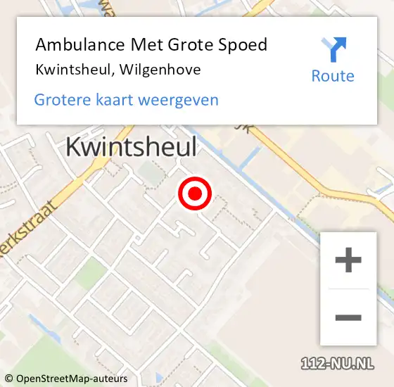 Locatie op kaart van de 112 melding: Ambulance Met Grote Spoed Naar Kwintsheul, Wilgenhove op 2 februari 2018 13:13