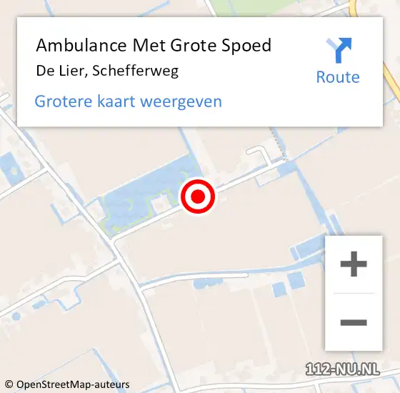 Locatie op kaart van de 112 melding: Ambulance Met Grote Spoed Naar De Lier, Schefferweg op 2 februari 2018 14:22