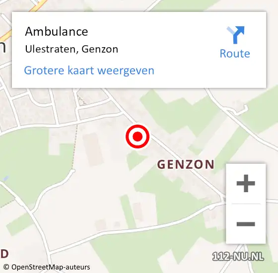 Locatie op kaart van de 112 melding: Ambulance Ulestraten, Genzon op 15 februari 2014 00:45