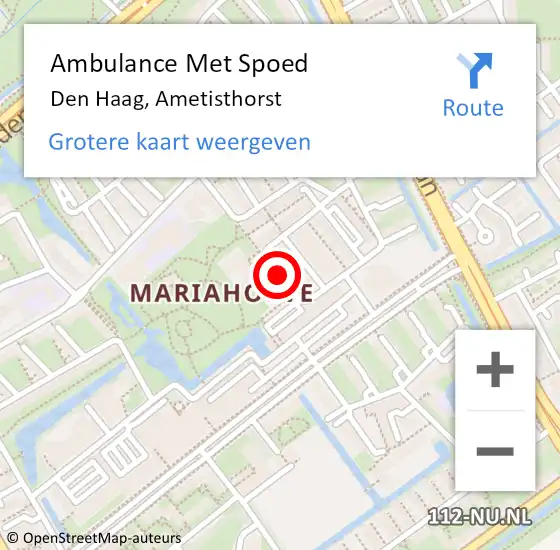 Locatie op kaart van de 112 melding: Ambulance Met Spoed Naar Den Haag, Ametisthorst op 2 februari 2018 14:51