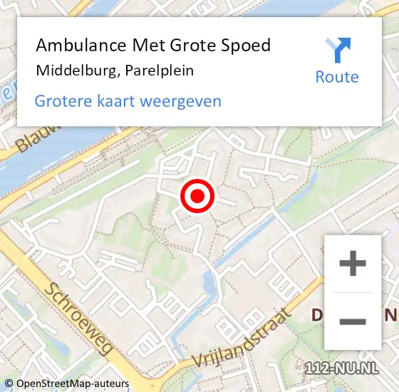 Locatie op kaart van de 112 melding: Ambulance Met Grote Spoed Naar Middelburg, Parelplein op 2 februari 2018 15:49