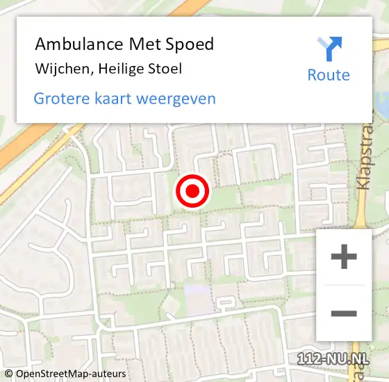 Locatie op kaart van de 112 melding: Ambulance Met Spoed Naar Wijchen, Heilige Stoel op 2 februari 2018 16:00