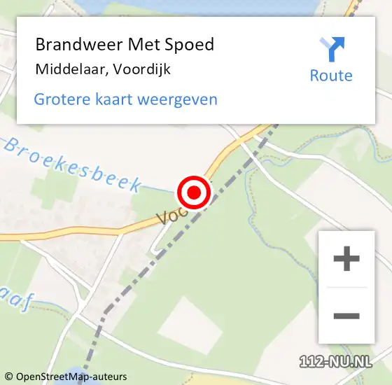 Locatie op kaart van de 112 melding: Brandweer Met Spoed Naar Middelaar, Voordijk op 2 februari 2018 17:09