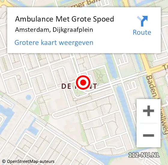 Locatie op kaart van de 112 melding: Ambulance Met Grote Spoed Naar Amsterdam, Dijkgraafplein op 2 februari 2018 17:18