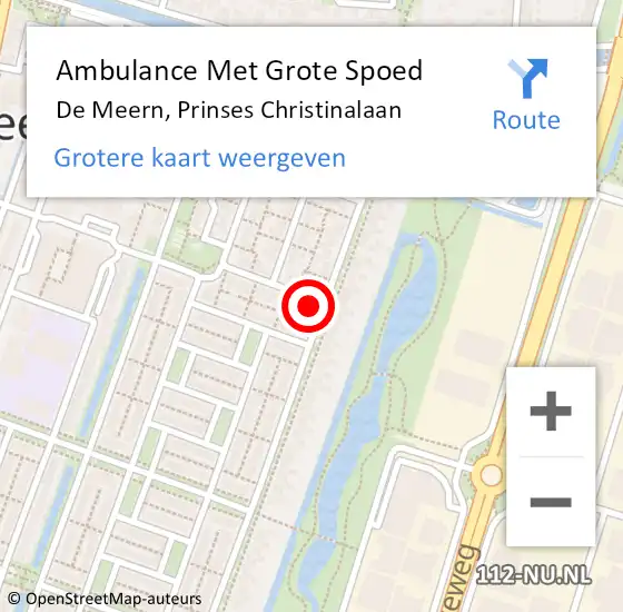 Locatie op kaart van de 112 melding: Ambulance Met Grote Spoed Naar De Meern, Prinses Christinalaan op 2 februari 2018 18:06