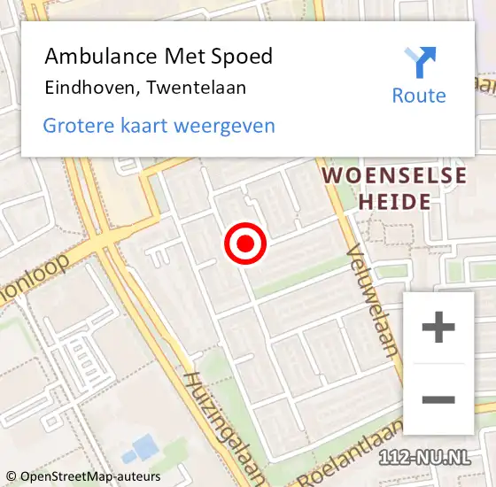 Locatie op kaart van de 112 melding: Ambulance Met Spoed Naar Eindhoven, Twentelaan op 2 februari 2018 18:40