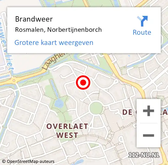 Locatie op kaart van de 112 melding: Brandweer Rosmalen, Norbertijnenborch op 15 februari 2014 01:43