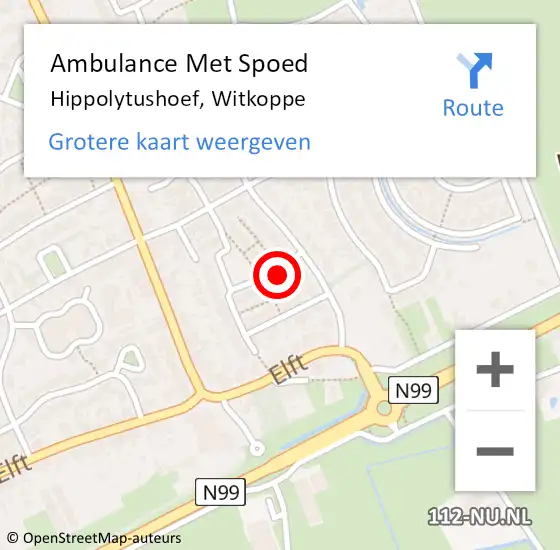 Locatie op kaart van de 112 melding: Ambulance Met Spoed Naar Hippolytushoef, Witkoppe op 2 februari 2018 20:08