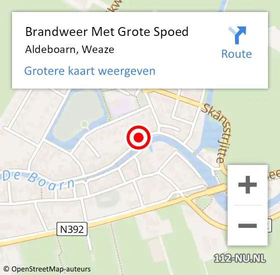 Locatie op kaart van de 112 melding: Brandweer Met Grote Spoed Naar Aldeboarn, Weaze op 2 februari 2018 20:37