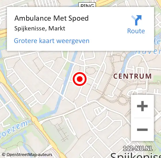 Locatie op kaart van de 112 melding: Ambulance Met Spoed Naar Spijkenisse, Markt op 2 februari 2018 20:45