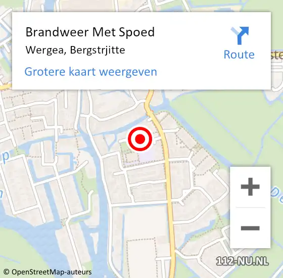 Locatie op kaart van de 112 melding: Brandweer Met Spoed Naar Wergea, Bergstrjitte op 2 februari 2018 21:07