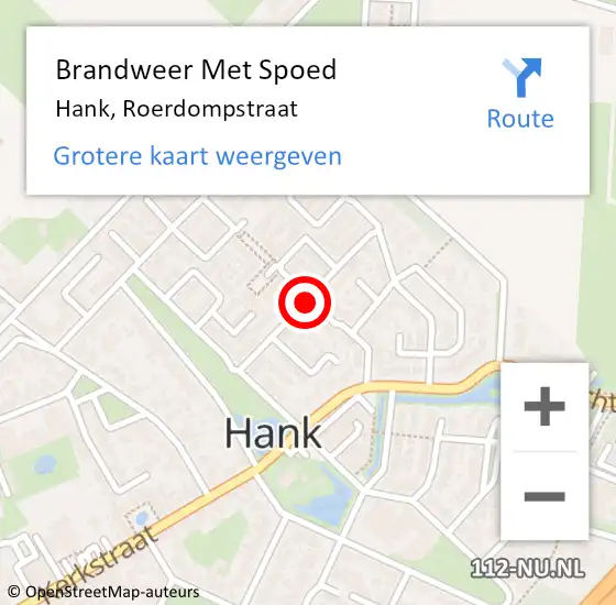 Locatie op kaart van de 112 melding: Brandweer Met Spoed Naar Hank, Roerdompstraat op 2 februari 2018 21:22